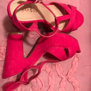 hot pink platform sandals